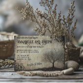 ルーツツリーヴィンテージ結婚式を成長させる時間 招待状