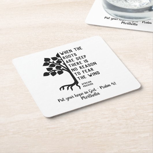 ルーツパーソナライズされたが深いの場合感動的 スクエアペーパーコースター (アングル)