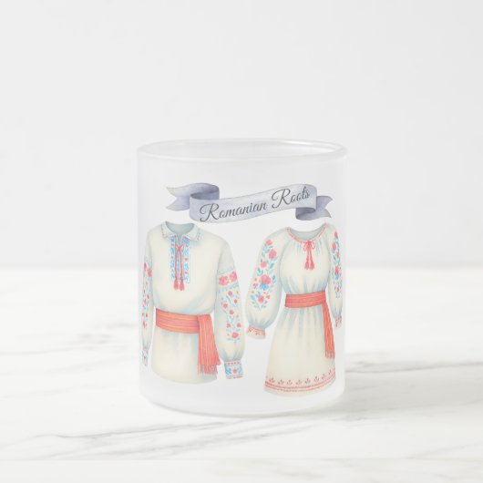 ルーツフォークの衣装伝統的服 フロストグラスマグカップ (中央)