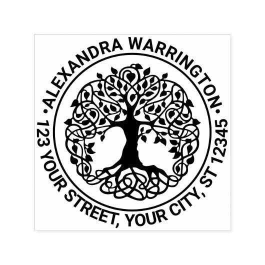 ルーツラウンド名を持つリービツリー差出人住所 セルフインキングスタンプ (デザイン)