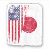 ルーツ日本のハーフアメリカ国旗ジャパン シール (正面)