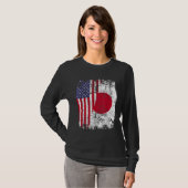ルーツ日本のハーフアメリカ国旗JAPAN Tシャツ (正面フル)