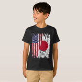 ルーツ日本のハーフアメリカ国旗JAPAN Tシャツ (正面フル)