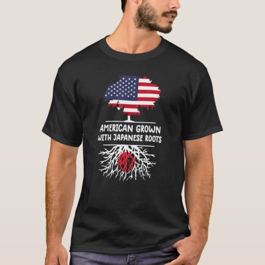 ルーツ日本日本の国旗ジャパで栽培されたアメリカ人 Tシャツ (正面)