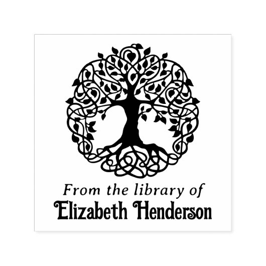 ルーツ素朴付きリービツリーSQライブラリブック名 セルフインキングスタンプ (デザイン)