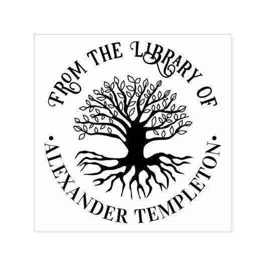 ルーツ素朴付き葉の木#2R図書名 セルフインキングスタンプ (デザイン)