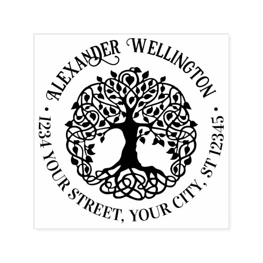 ルーツ素朴名を持つ葉の木差出人住所 セルフインキングスタンプ (デザイン)