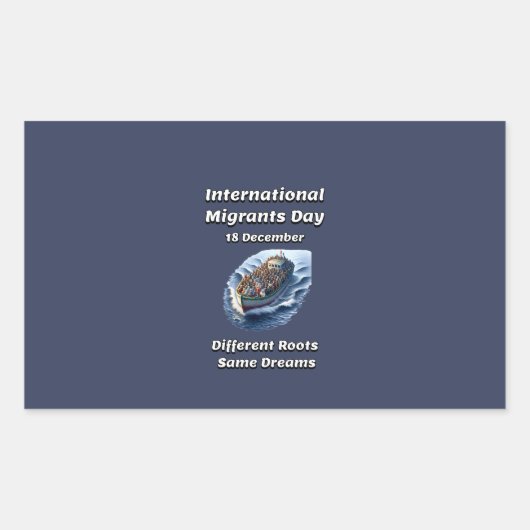ルーツ違う、同じ夢。移民の日 長方形シール (正面)