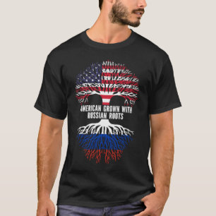 ルーツUSAフラグロシアので栽培されたアメリカ人 Tシャツ