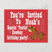 ルーティンカウボーイバースデーパーティーの招待 インビテーションポストカード (正面)
