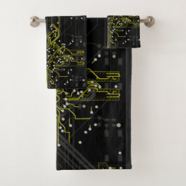 ルーティングプロセカラフルスのカッコいい抽象芸術モダンが暗い バスタオルセット