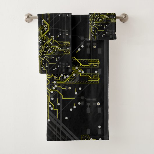 ルーティングプロセカラフルスのカッコいい抽象芸術モダンが暗い バスタオルセット (インサイチュ)