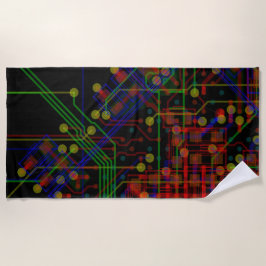 ルーティングプロセカラフルス抽象芸術モダンカッコいい ビーチタオル