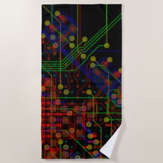 ルーティングプロセカラフルス抽象芸術モダンカッコいい ビーチタオル (正面)