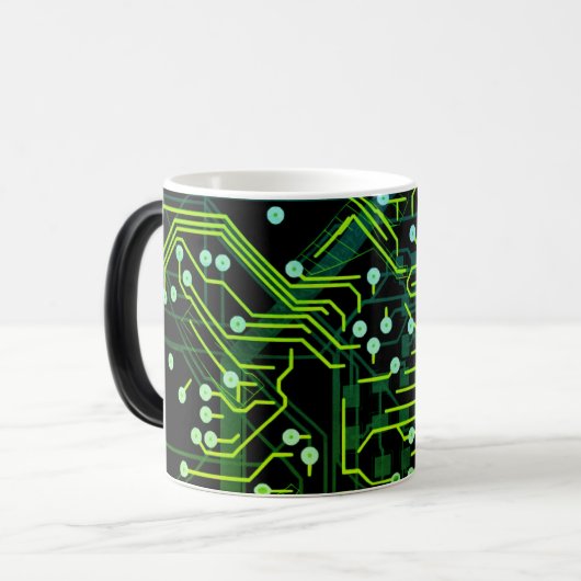 ルーティングプロセスの緑の黒い抽象芸術モダンカッコいい モーフィングマグカップ (正面左)