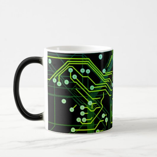 ルーティングプロセスの緑の黒い抽象芸術モダンカッコいい モーフィングマグカップ (左)