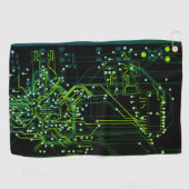 ルーティングプロセスグリーン抽象芸術電子ギーク ゴルフタオル (横)