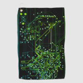 ルーティングプロセスグリーン抽象芸術電子ギーク ゴルフタオル (正面)