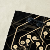 ルーティングプロセスブラック金ゴールドモダン抽象芸術カッコいい ビーチタオル (インサイチュ)