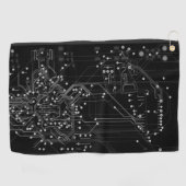 ルーティングプロセス抽象芸術電子オタク系のブラック ゴルフタオル (横)