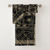 ルーティングプロセス電子ダークブラックレトロ金ゴールド バスタオルセット (インサイチュ)