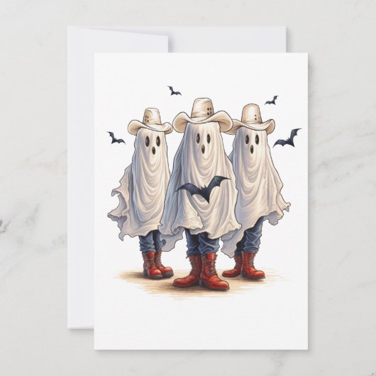 ルーティントータインカウボーイ幽霊ウェスタンハロウィーン 招待状 (裏面)