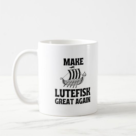 ルーテフィスクを再び偉大に ユーモラスな臭い魚 コーヒーマグカップ (左)