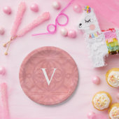 ルーディー ピンクのモノグラム ウォーターカラー ペーパープレート (パーティー)