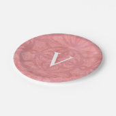 ルーディー ピンクのモノグラム ウォーターカラー ペーパープレート (アングル)
