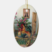 ルートおよび卵の家を持つ鶏 セラミックオーナメント (右)
