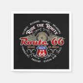 ルートに乗るUSルート66バイクもしくは自転車に乗る人バイク紙 スタンダードカクテルナプキン (正面)