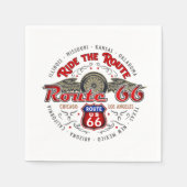ルートに乗るUS 66バイクもしくは自転車に乗る人ロードトリップバイク スタンダードカクテルナプキン (正面)