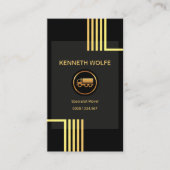 ルートの輸送をトラックで運ぶスタイリッシュな縦の金ゴールド 名刺 (正面)