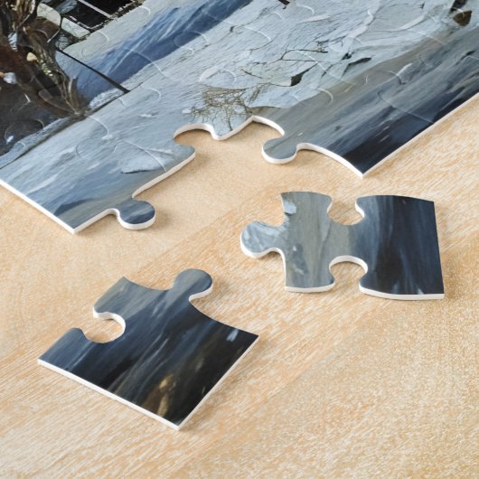 ルートセラーの冬のシーンを持つ古いファームハウス ジグソーパズル (側面)