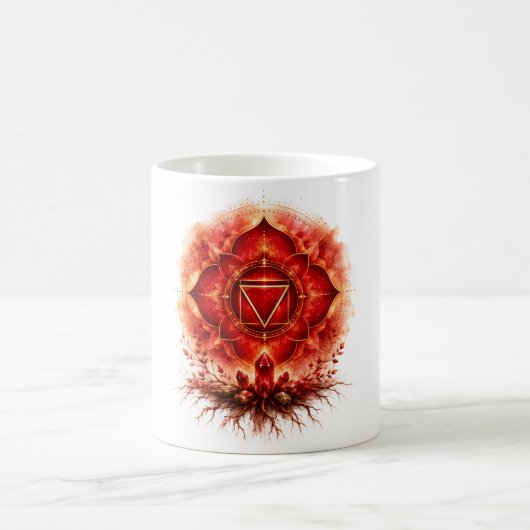 ルートチャクラシンボル輝く根 コーヒーマグカップ (中央)