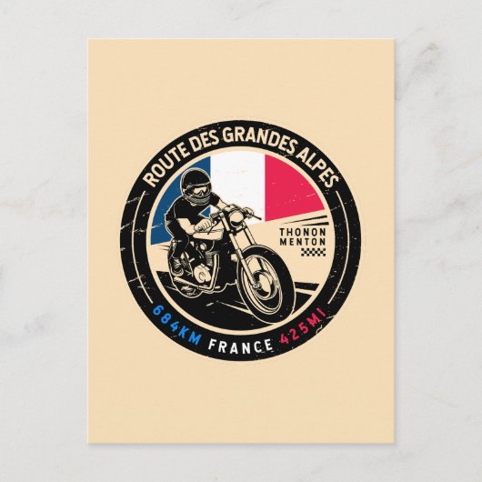 ルートデグランアルプ |フランス |オートバイ ポストカード (正面)