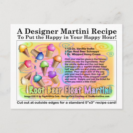 ルートビールフロートアイスクリームマルチニレシピはがき ポストカード (正面)