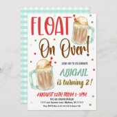 ルートビールフロート子供の誕生日パーティー 招待状 (正面/裏面)