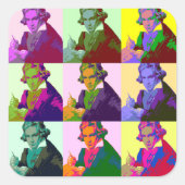 ルートヴィッヒ・ヴァン・ベートーベンポップ・アートの スクエアシール (正面)