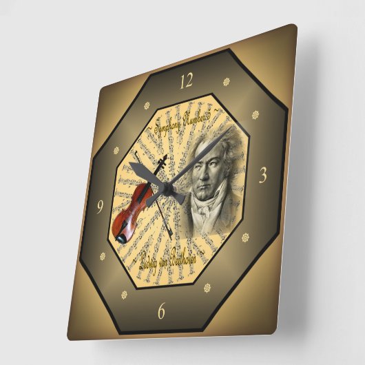 ルートヴィヒ・ファン・ベートーベン~ドイツの作曲家~ピアニスト~ スクエア壁時計 (傾斜)