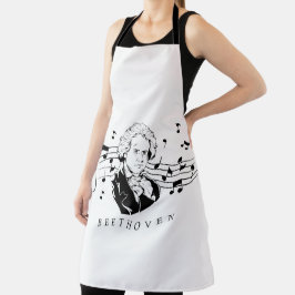 ルートヴィヒ・ヴァン・ベートーベンポートレートとバストとノート エプロン