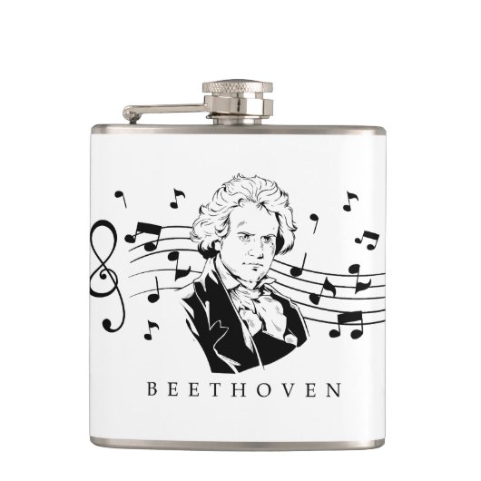 ルートヴィヒ・ヴァン・ベートーベンポートレートとバストとノート フラスク (正面)