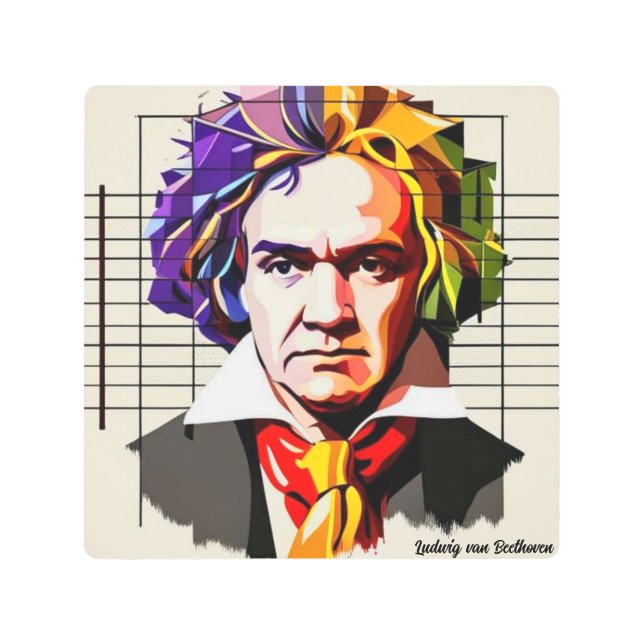 ルートヴィヒ・ヴァン・ベートーベン鮮やかユニーク メタルプリント (正面)