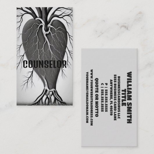 ルート付きカウンセラーハートツリー 名刺 (正面/裏面)
