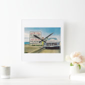 ルート1、鍵西、フロリダ州レトロヴィンテージスタイル スクエア壁時計 (ホーム)