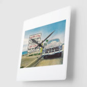 ルート1、鍵西、フロリダ州レトロヴィンテージスタイル スクエア壁時計 (傾斜)