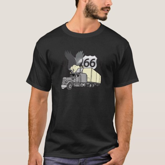 ルート66のトラック運転手 Tシャツ (正面)