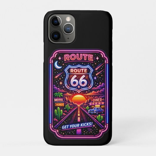 ルート66のネオンサンセット レトロな携帯電話アクセサリー Case-Mate iPhoneケース (裏)