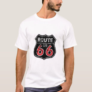 ルート66のハイウェーの歴史的で新しいルートの印のTシャツ Tシャツ