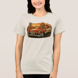 ルート66のレトロなクリスマスのジンジャーブレッド・ロードトリップ トライブレンドTシャツ